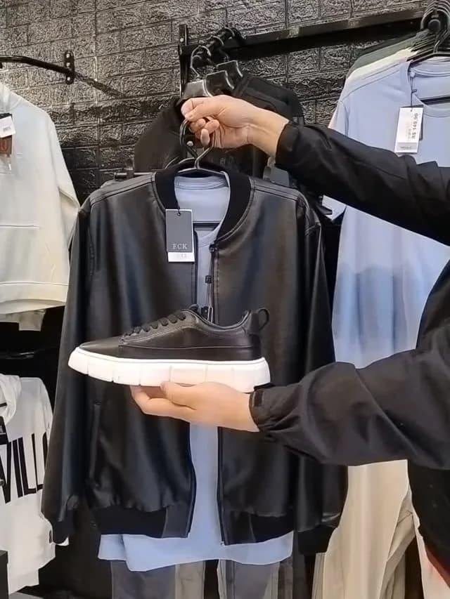 Jaqueta de couro bomber, foto 1 de 2